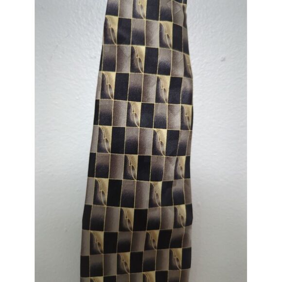 Pierre Cardin Necktie‎ Silk Beige Multicolor Geometric Pattern Abstract Block - Picture 2 of 6